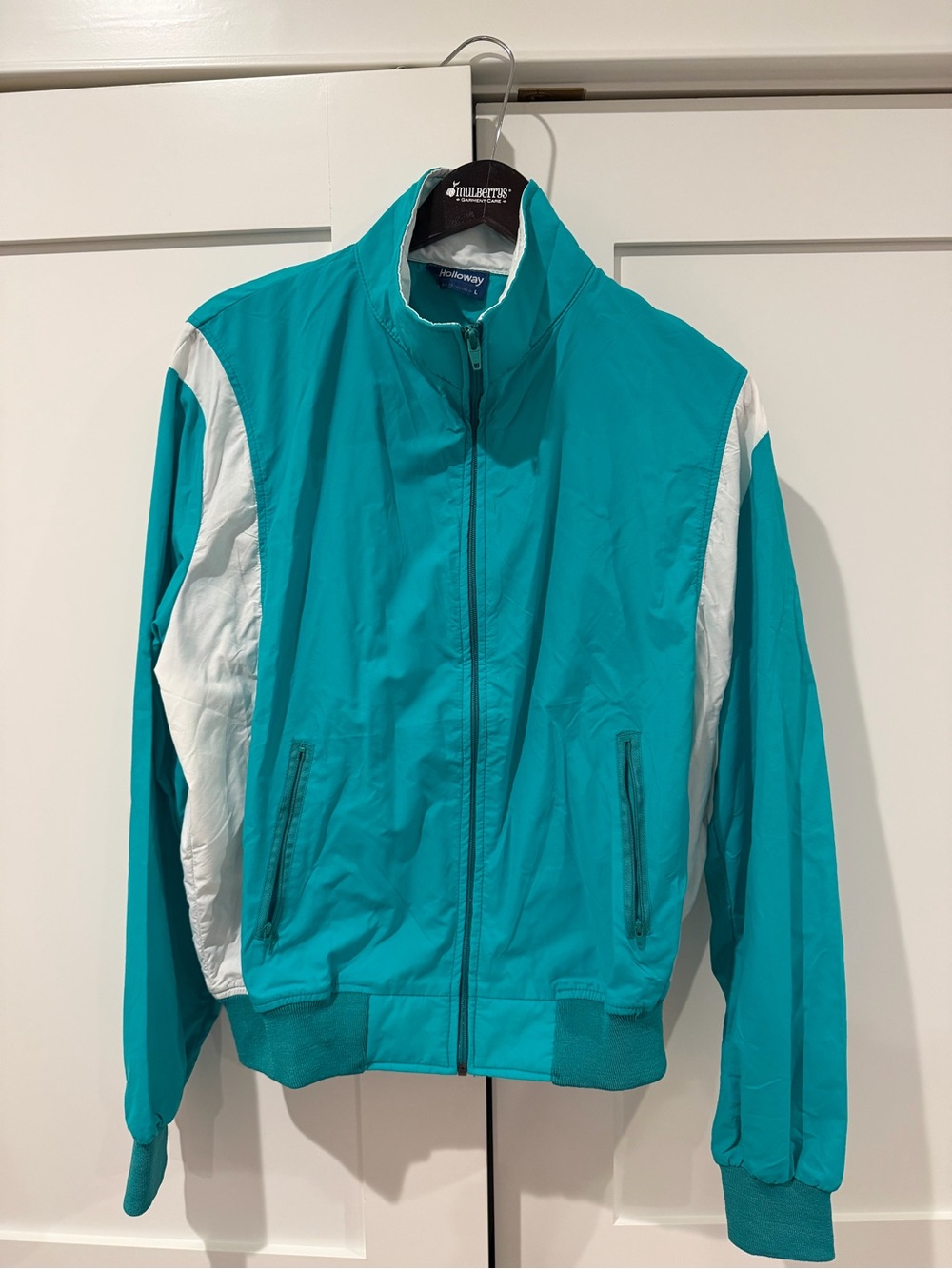 Vintage 90s Holloway Colorblock Windbreaker - Teal & White